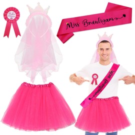 Men's JGA Costume Set, Stag Night Men's Costume, JGA Outfit Men with JGA Crown Veil, Badge, Sash, Tulle Skirt, JGA Party Costume Accessories, Men's Wedding Decoration for Men