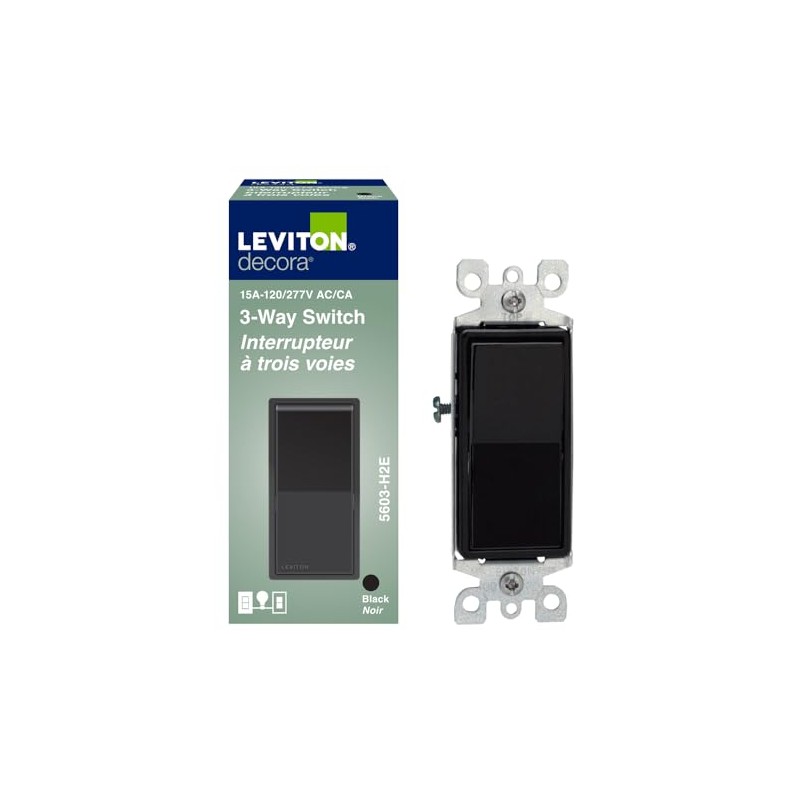 Decora Rocker 3-Way 15 Amp Switch, Black