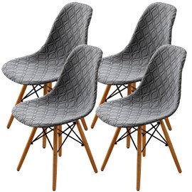 LANSHENG Chair Covers for Dining Chairs 4, Stretch Shell Dining Chair Covers, Removable Washable Kitchen Dining Chair Seat Slipcovers Protector (Light Grey, Set of 4)