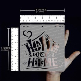 CrafTreat Reusable Word Stencils for Painting on Wood, Canvas, Paper, Fabric, Floor, Wall and Tile - Home Sweet Home 2-6x6 Inches - DIY Art and Craft Stencils for Home Decor - Stencils with Quotes