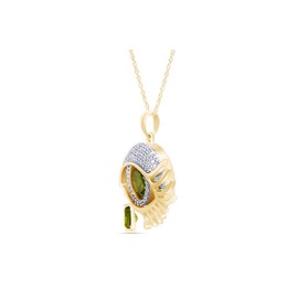 Angel Eye Teardrop Simulated Peridot Pendant Necklace In 14K Yellow Gold Over Sterling Silver