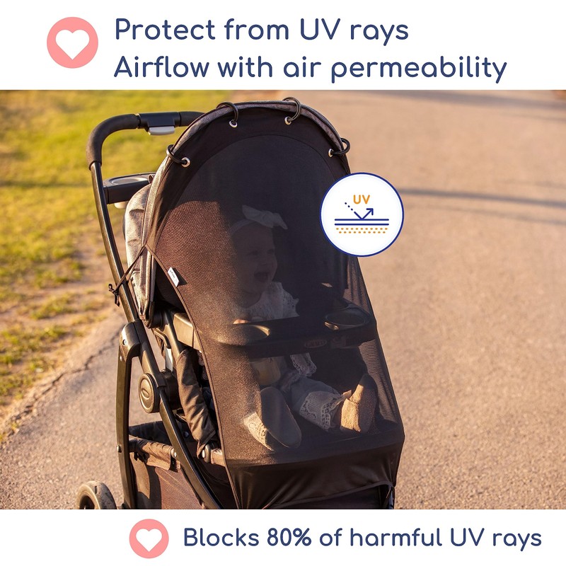Sun Shade for Strollers (Large). Universal Adjustable SPF 30+ Sunshade