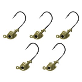 Reaction Tackle Tungsten Swimbait Jig Heads - 3D Realistic Eyes Attract Bass and More- Swim Bait Jig Head for use with Freshwater or Saltwater Fishing (5-Pack) - 3/16oz - Green Pumpkin