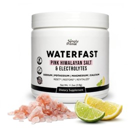 Polvo de electrolitos cetogénicos WATERFAST para ayuno e hidratación - Sabor a lima-limón  Sal rosa del Himalaya (sodio), potasio, magnesio, calcio...