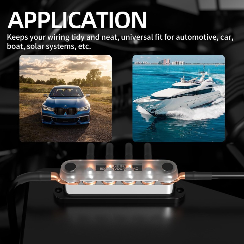 RVBOATPAT 600A Power Distribution Block 12V Bus Bar 6 x