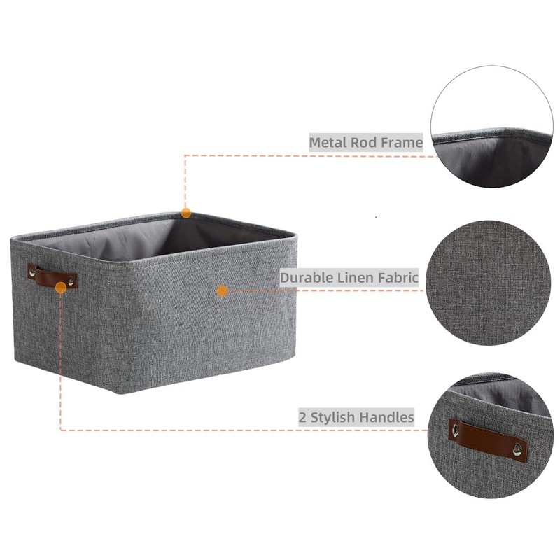 Mangata Fabric Storage Boxes,[4 Pack] Collapsible Storage Basket for Books,