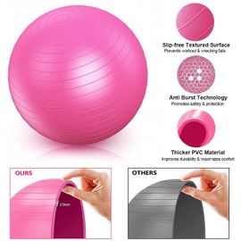 CSKJ Yoga Ball (45cm-75cm),Exercise Ball,Yoga Ball Chair, Extra Thick Anti Burst,for Pilates Balance Stability Workout,Pregnancy Birthing and Physical Therapy(with Quick Pump)
