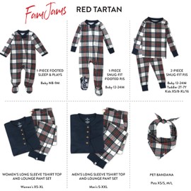 HonestBaby Family Matching Holiday Pajamas Organic Cotton for Men, Women, Kids, Toddlers, Baby Boys, Girls, Unisex Pets, Red Tartan