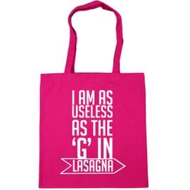 Hippowarehouse I am as useless as the 'g' in lasagne Tote Shopping Gym Beach Bag 42cm x38cm, 10 litres