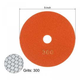 sourcing map Diamond Polishing Pad 5-Inch 300 Grits Wet/Dry Grinding for Stone Concrete Marble Countertop Floor