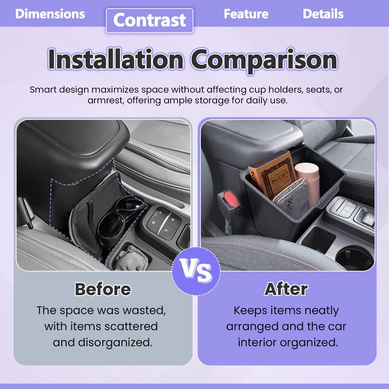 RUNROAD Center Console Storage Box Compatible with 2022 2023 2024