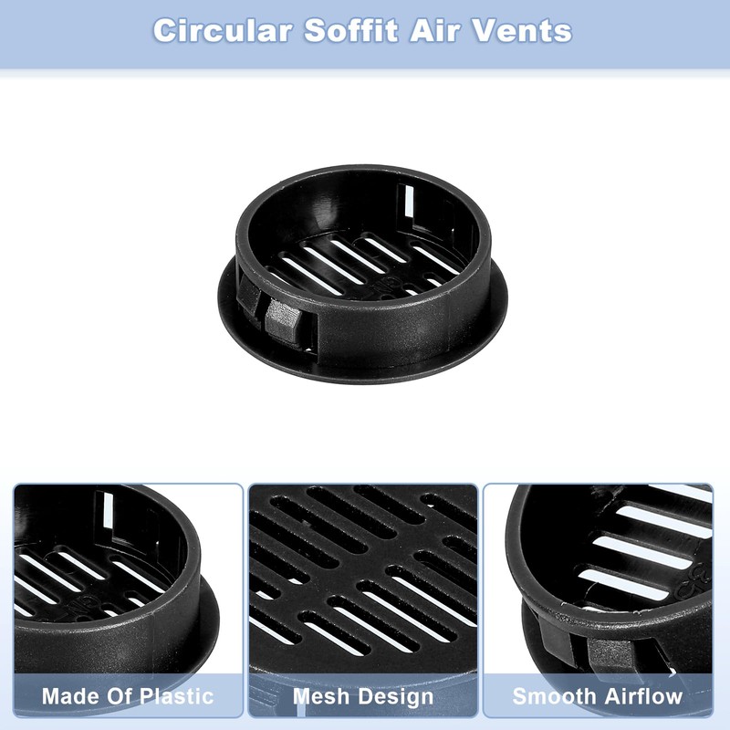 sourcing map 24Pcs 35mm/1.38" Circular Soffit Air Vents, Plastic Soffit