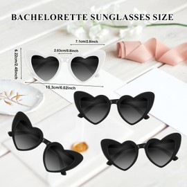 BOUBONI 4/6/8/10/12 Pack Bachelorette Sunglasses Heart Sunglasses Vintage Heart Shaped Glasses for Women Bridal Party Wedding