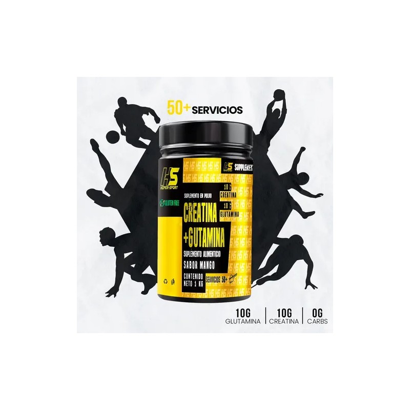 Creatina Glutamina Hiper Sport 1kg 50 Servicios.