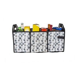 geckobrands Portable Collapsible Shopping Cart & Trunk Organizer Tote - Easy Storage, 3 Compartments with Removable Divider, Exterior Side Pocket, and Sturdy Handles