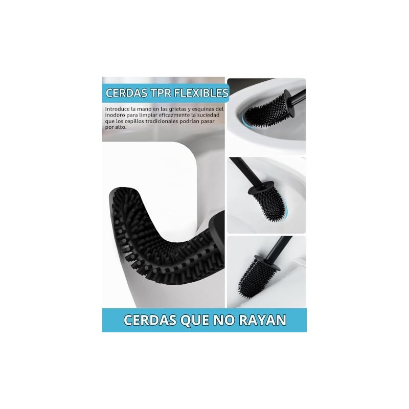 MR.SIGA Cepillo para Inodoro con Soporte para Pared, Negro