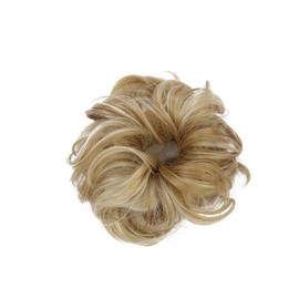 FRCOLOR Elastic Scrunchie Hair Extension Bun Hairpiece Curly Wavy Synthetic Hairpieces for Women Versatile 27H613 Ponytail Accessories Suitable for Everyday Use and Special Occasions