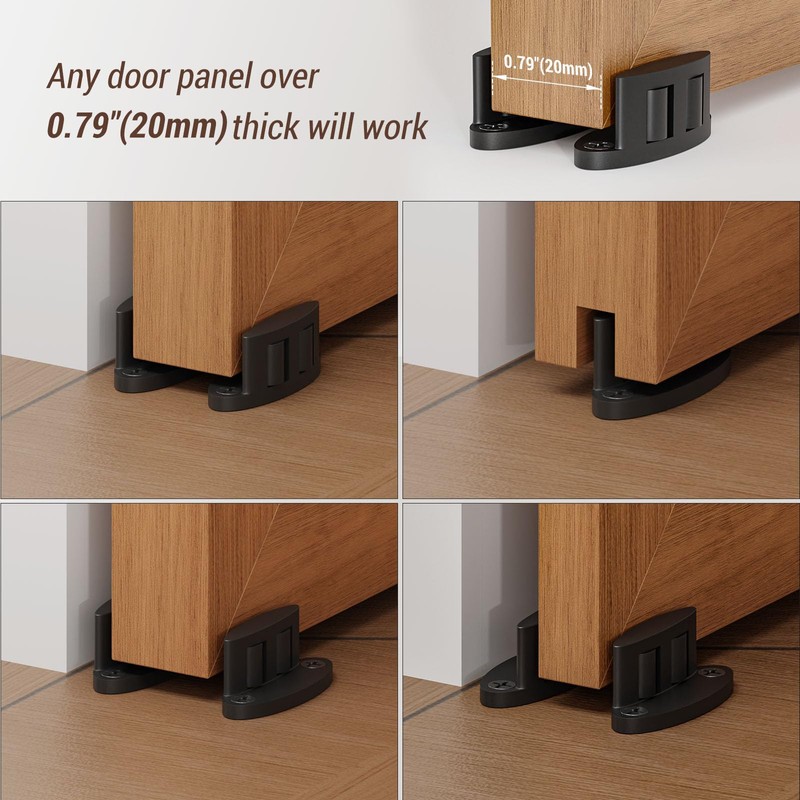 FLYVLIEG Sliding Barn Door Floor Guide Bottom, Double-Sided Roller Design,