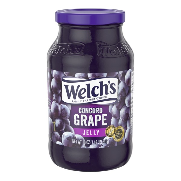 Welch's Concord Grape Jelly, No Artificial Flavors or Colors, 18 Ounce Jars (Pack of 12)