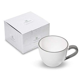 GMUNDNER KERAMIK Teacup Maxima Capacity: 0.4 Litres Grey Rim Crockery Handmade in Austria