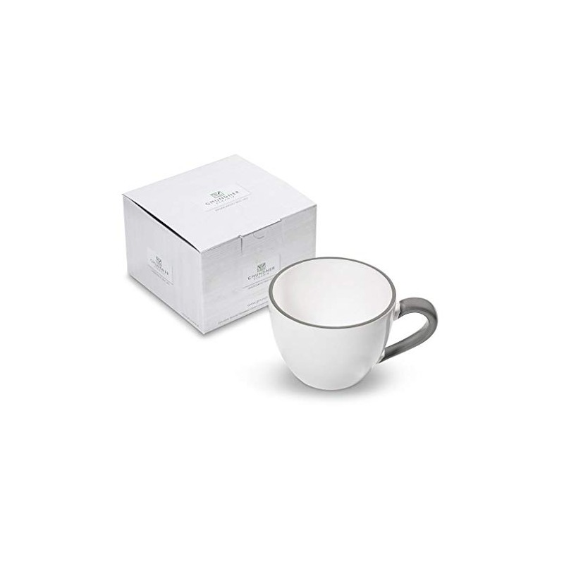 GMUNDNER KERAMIK Teacup Maxima Capacity: 0.4 Litres Grey Rim Crockery