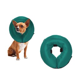 ZenPet Protective Inflatable Recovery Collar for Dogs and Cats (Teal) - Soft Pet Cone Does Not Block Vision E-Collar - Designed to Prevent Pets from Touching Stitches, Wounds and Rashes (X-Small)