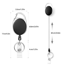 PaiLeWei Schlüsselband Ausziehbar, 2 Stück Einziehbarer Ausweishalter,mit Schlüsselring,Gürtelclip,Schlüsselanhänger Ausziehbar Stark,für Kartenhalter Ausweis ,Schlüssel,ID Card Holder (Schwarz 2 Stück)