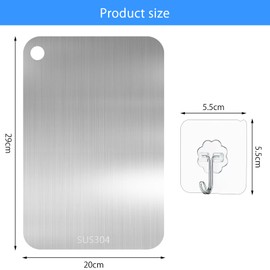 ZMDMAH 30 x 20 cm Titanium Chopping Board, Chopping Board, Stainless Steel Chopping Board, Titanium Chopping Board, Meat Chopping Board, Titanium Stainless Steel Cutting Board with Hooks