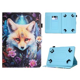 Auslbin Colourful PU Case for Universal Tablet 9.7-11 Inch, Colourful Beautiful Pattern, Flip Blackview/Teclast/Universal Tab Tablet Case with Stand, Suitable for Movies, Video Chats, Fox