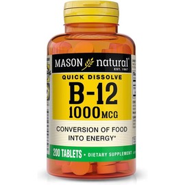 B12 1000 mcg Quick Dissolve Tablets | Supports Healthy Energy Production & Food-to-Energy Conversion | 200-Day Supply | Easy-to-Take Daily Supplement