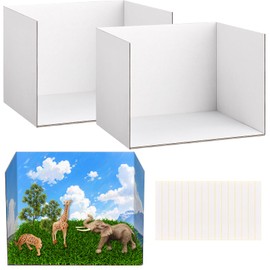 AIHSUMC 2 Pcs Cardboard Diorama Kit, Diorama Box Pop Up Display with Double Sided Tapes Diorama Supplies for DIY Crafts Model Project Display, 11.8 x 8.7 x 8.3 Inch