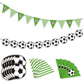 Fanchu Fußball Deko Banner, Fussball Geburtstag Banner, Fussball Party Deko, 2 Stück Fußball-Thema Party Deko Banner