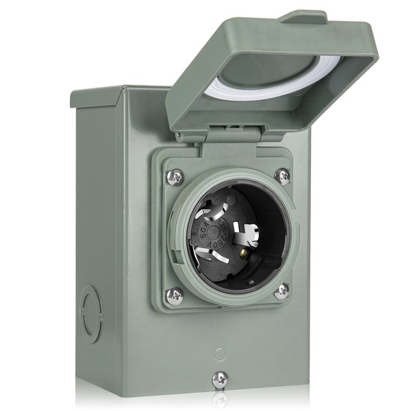 WELLUCK 50 Amp Generator Power Inlet Box, NEMA 3R Power