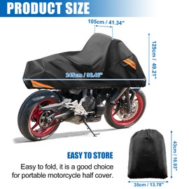 uxcell Motorcycle Cover Waterproof Half Cover Outdoor Motorbike Rain Cover Protector for Harley Dyna FXD FXDF Low Rider Super Wide Glide Fits 96" Black