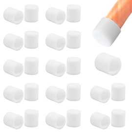 BOPOREAE 25 Pcs 3/8" (9.7 mm) Round Chair Leg Tips Caps, Silicone Rubber Furniture Leg Floor Protectors, Reduce Noise Folding Metal Chair Leg Cap Replacement for Bar Stool Leg Patio Indoor, White