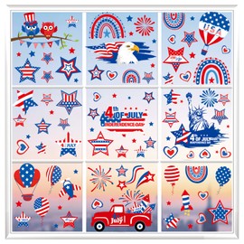 KOCOVIMI Patriotic Window Clings, 101PCS Independence Day Decorations, USA Stars, Reusable Static Clings for School, Home, Office, Party Supplies