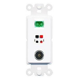 RiteAV 1 Port SC-APC-Simplex Speaker TOSLINK Coupler Jack Insert Rocker Module Female-Female for Decorative Wall Cover Face Plate [White]