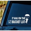 Skydiving Bucket List Parachute Decal Sticker for Car Window 8.0