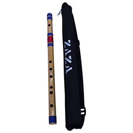 Professional 6 Holes Polished Bamboo Flute - (Indian Flute) With Carry Bag (Scale-E)