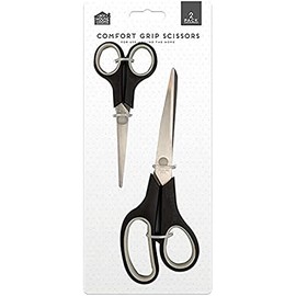 Stainless Steel Scissors in Assorted Sizes, Pack of 2 - Comfort Grip Handles, Ideal for Home Use