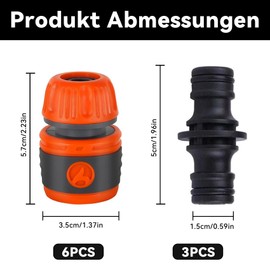 HAFRILY Gardena Hose Coupling Set Hose Connector 1/2 Inch Quick Connection Hose Connection 1/2 Inch for Garden Fittings Quick Change Connection Hose Adapter 9 Pieces