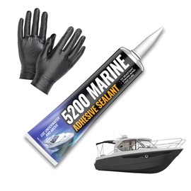 5200 Marine Sealant - Fast-Cure, High-Bond, UV-Resistant Underwater Marine Adhesive Sealant for Boats, Hulls, Decks, and RVs - with Gloves, Nozzle, White 3 oz