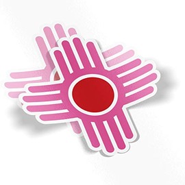 2 Zia Stickers 6 x 6 inch Custom Colors Weatherproof Window Vinyl Sticker Decals of New Mexico Native American Sun Symbol for Car or Laptop (Pink)