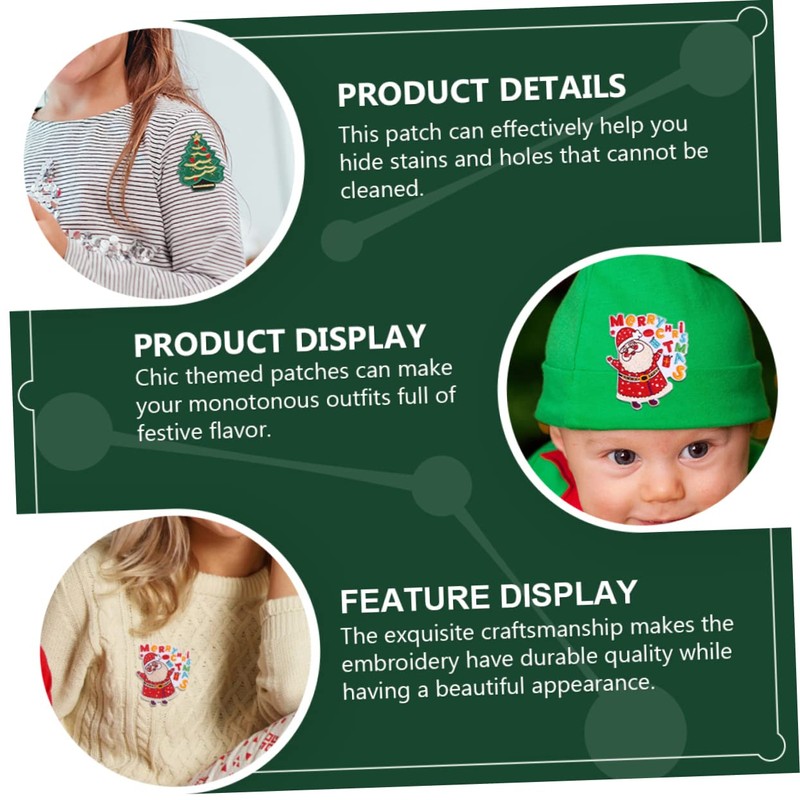 Operitacx 2 Sets Christmas Embroidery Patch Patches for Clothes Patches