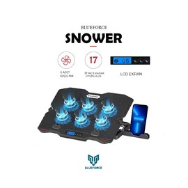 Blueforce Sx-35 Snower 6 Fanlı 9-15,6 inç Notebook Soğutucu Stand Telefon Standlı Siyah