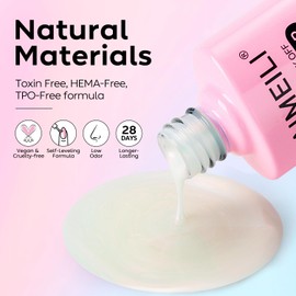 AIMEILI Hema Free Gel Nail Polish Pearl Top Coat, Cruelty Free, Vegan, 2 In 1 Pearlescent Glitter Glossy Shiny No Wipe Gel Top Coat 006