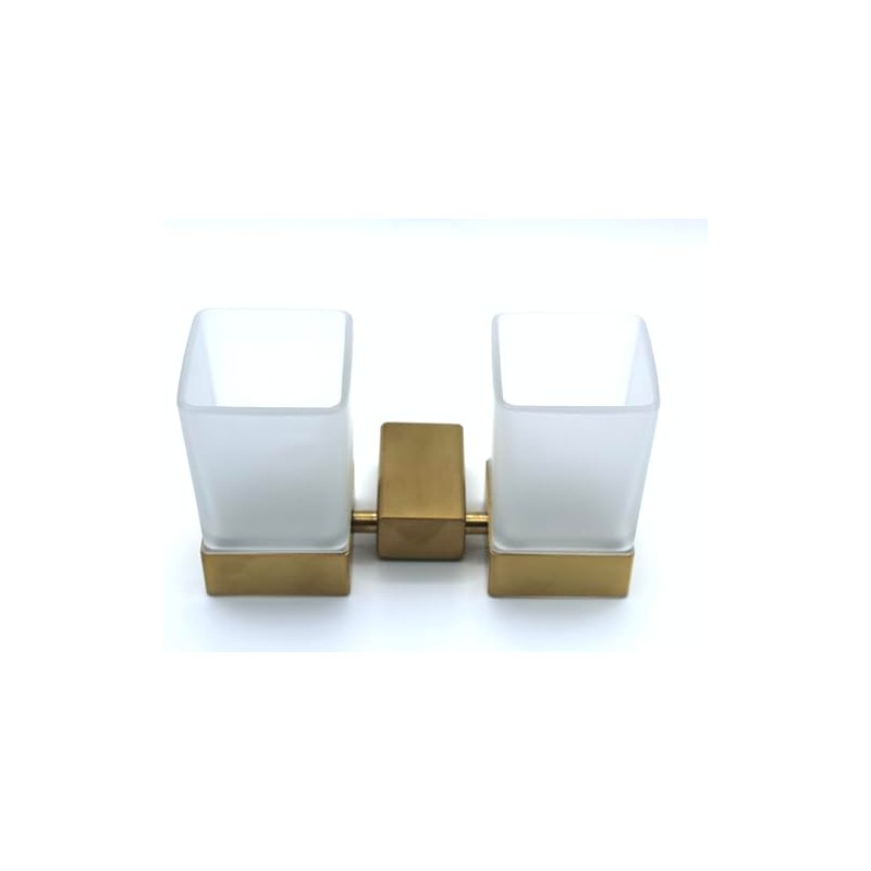 Housler® Brushed Brass (Gold) Square Bathroom accessories (Sq.BB.DOUBLE TUMBLER)