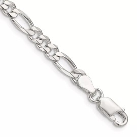 GlittersandGold Sterling Silver 4.5mm Figaro Chain Necklace