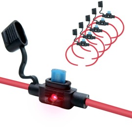 Waterproof in-line Micro2 LED Fuse Holder,12 AWG for Automotive, Marine（5 Pack）