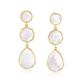 Ross-Simons Mother-Of-Pearl Geometric Drop Earrings in 18kt Gold Over Sterling